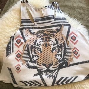 Boutique Brand Tiger Flowy Cropped Tank